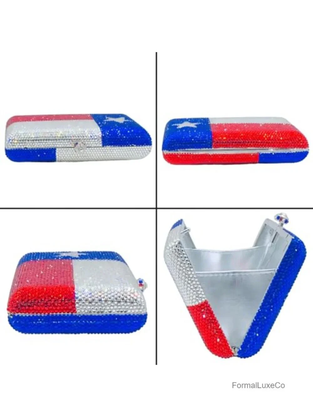Crystal Rhinestone Clutch Evening Bag with Chain Strap - Formal Party Purse
